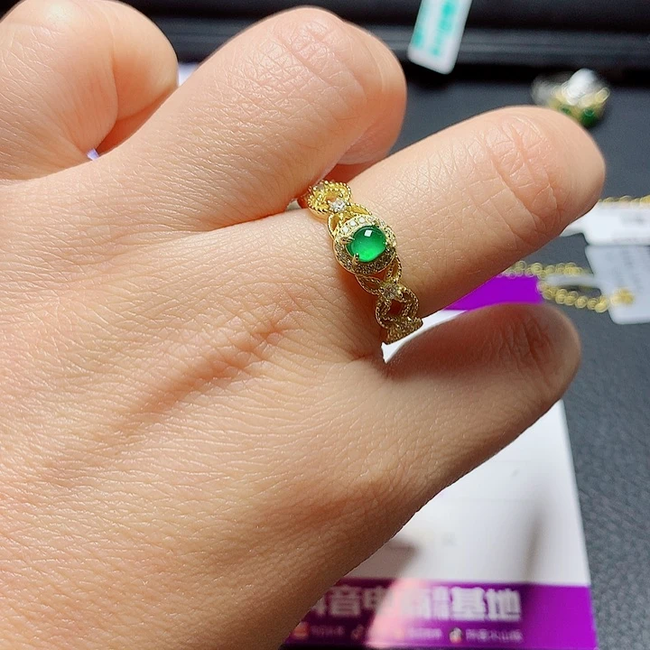 银S925镶嵌戒指翡翠