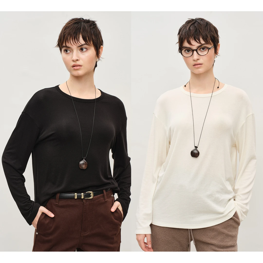 MARIUS“卷王”轻盈裸感叠穿百搭内搭通勤休闲圆领长袖打底衫