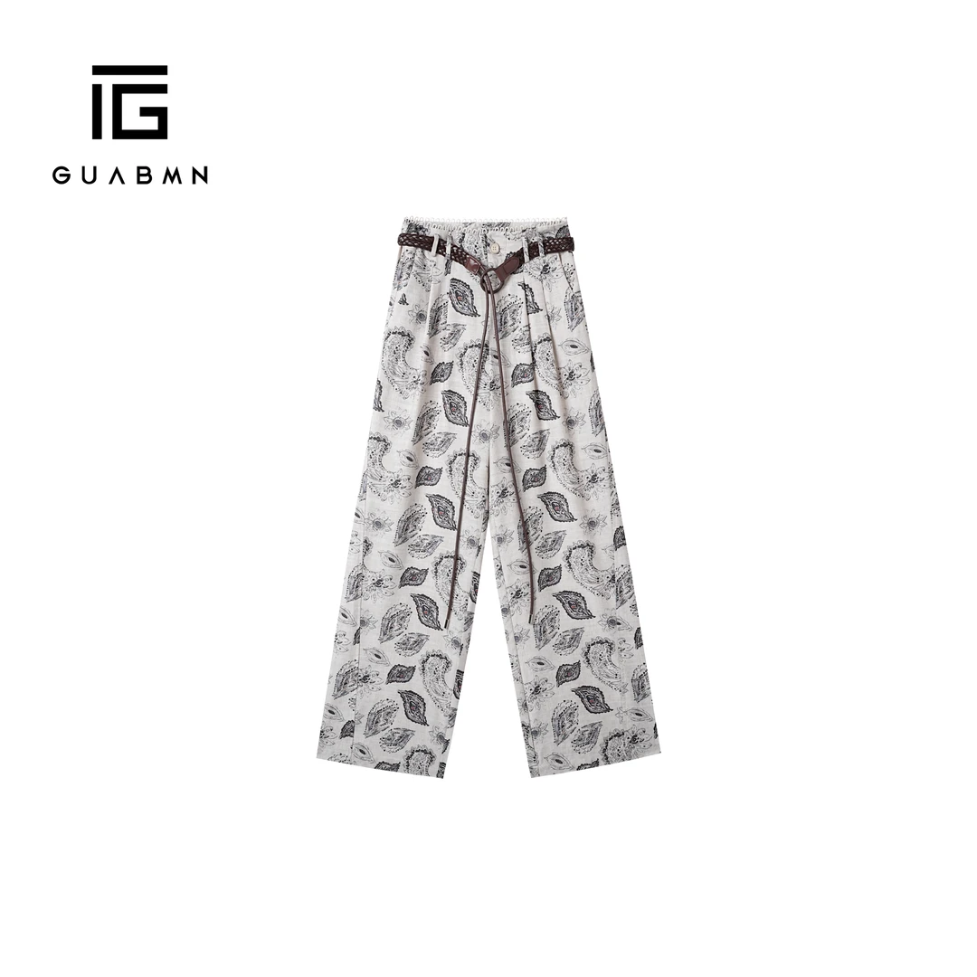 GUABMN2025夏季编织腰带复古百搭阔腿休闲裤初夏穿搭5032