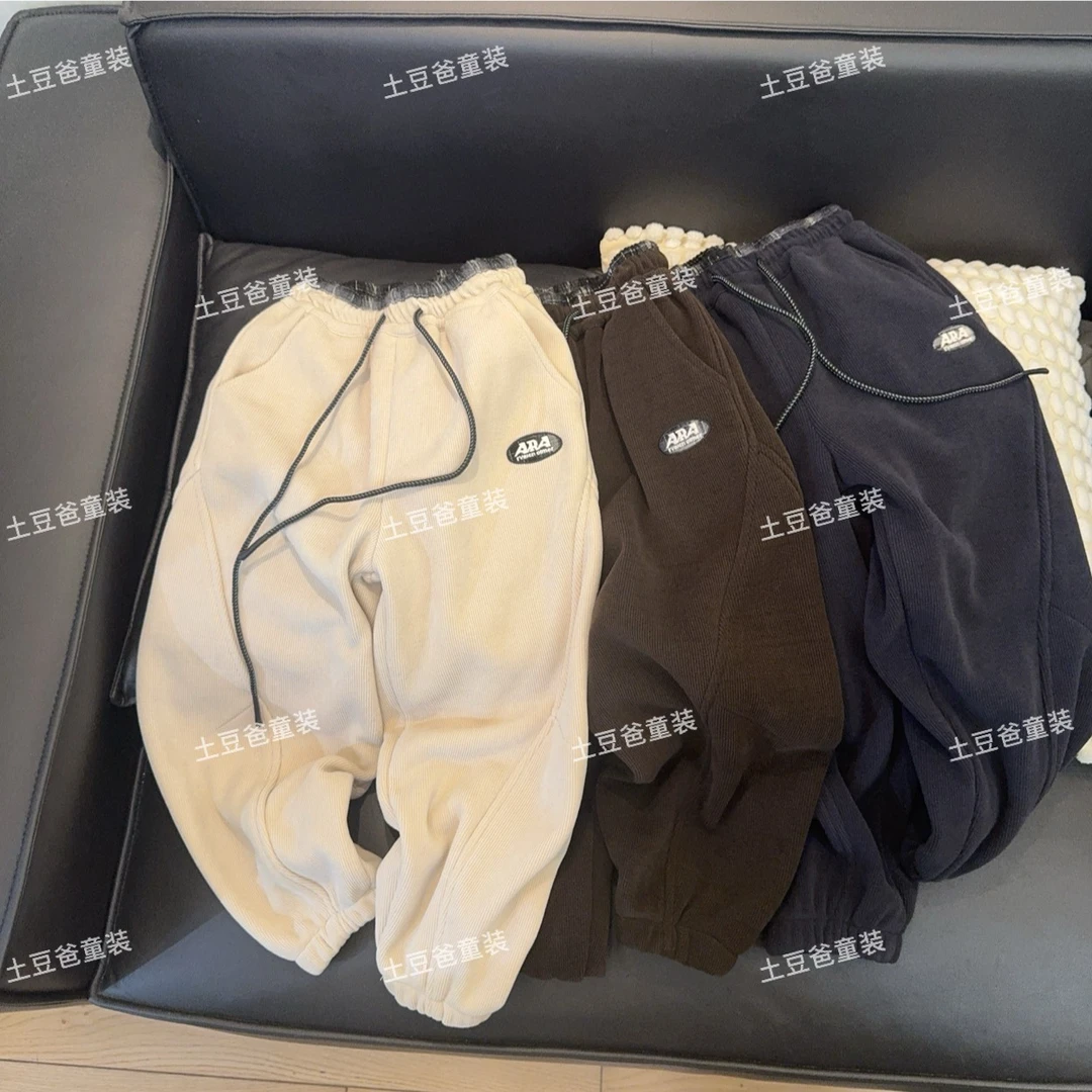 【500克加厚木棉绒】儿童裤子秋冬男童2025新款时尚中大童休闲裤