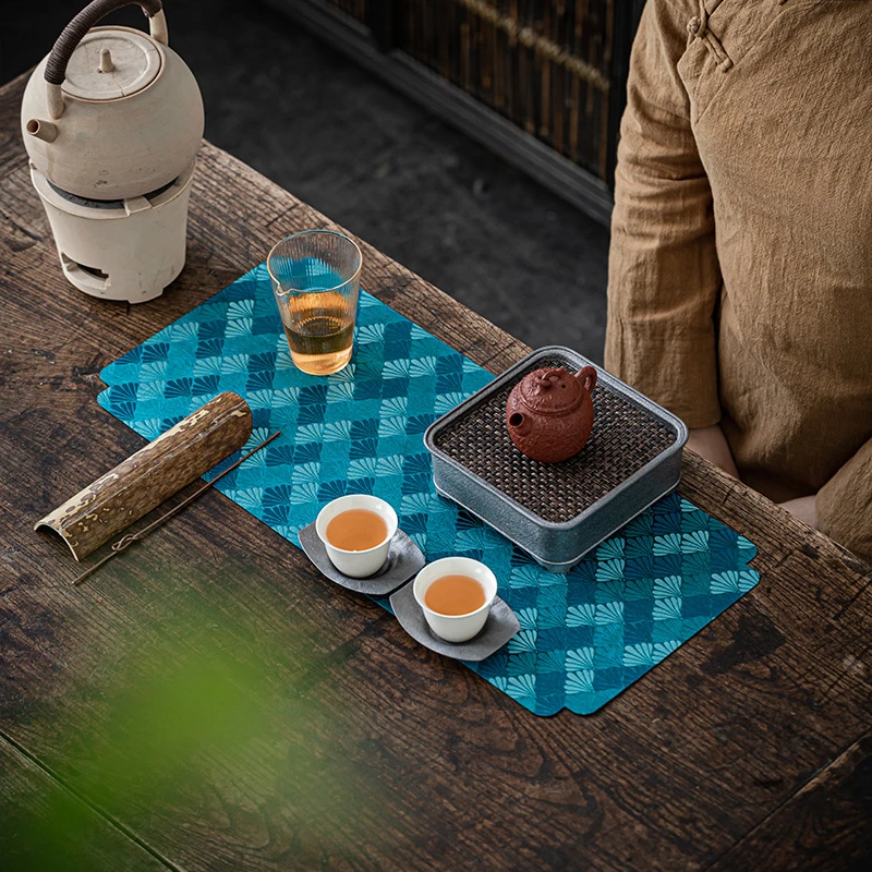 中式织锦缎干泡台隔热茶巾隔热茶道桌布茶旗禅意西阵织布艺壶承