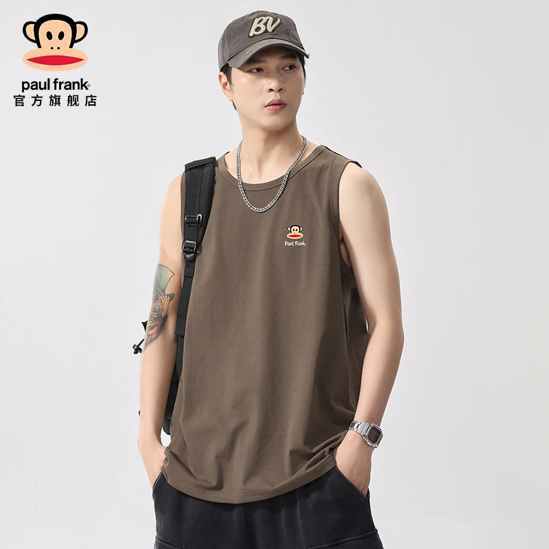 paul frank/大嘴猴夏季潮流运动背心男冰丝薄款透气无袖健身上衣