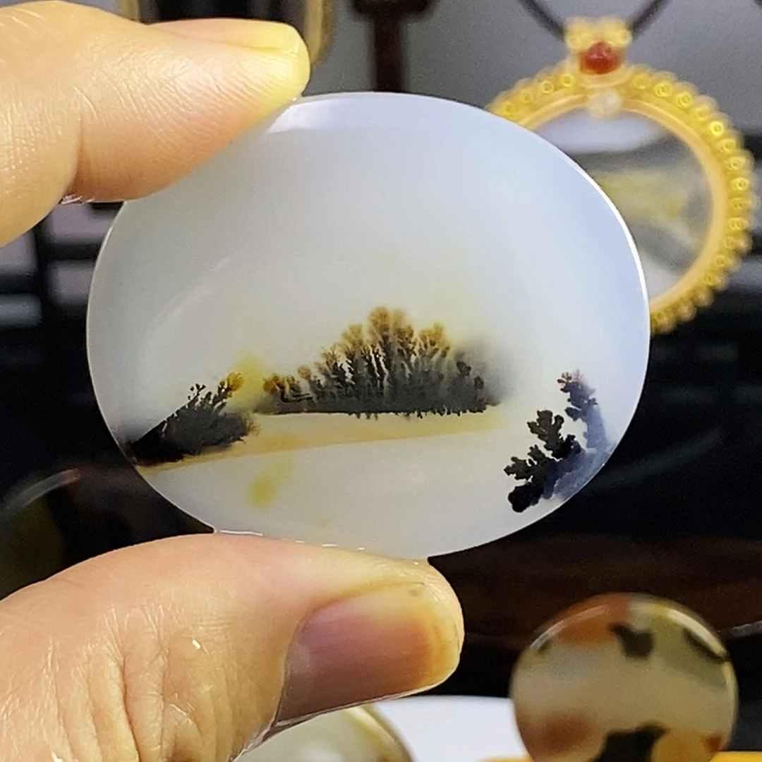 合成碳硅石非金属时尚图纹画面石饰品