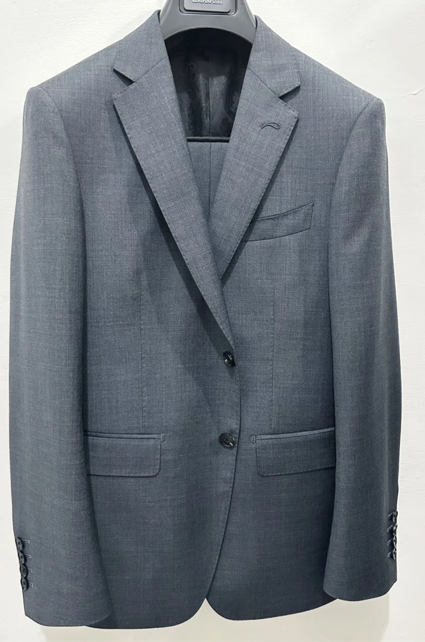 100%高级灰 西装西裤套装 订婚结婚通勤双开叉