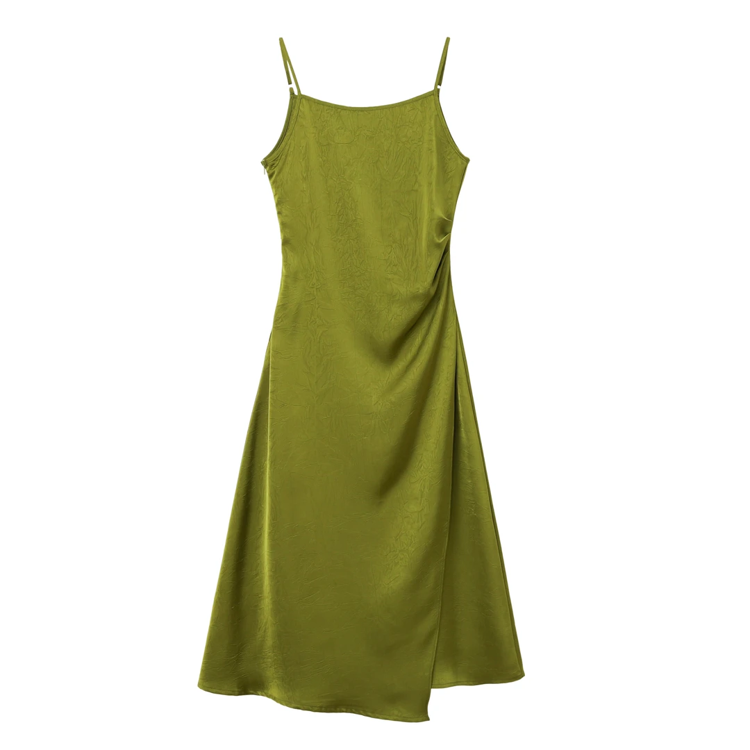 2025夏装新款连衣裙中长款吊带显瘦长裙极简风设计感修身百搭裙子