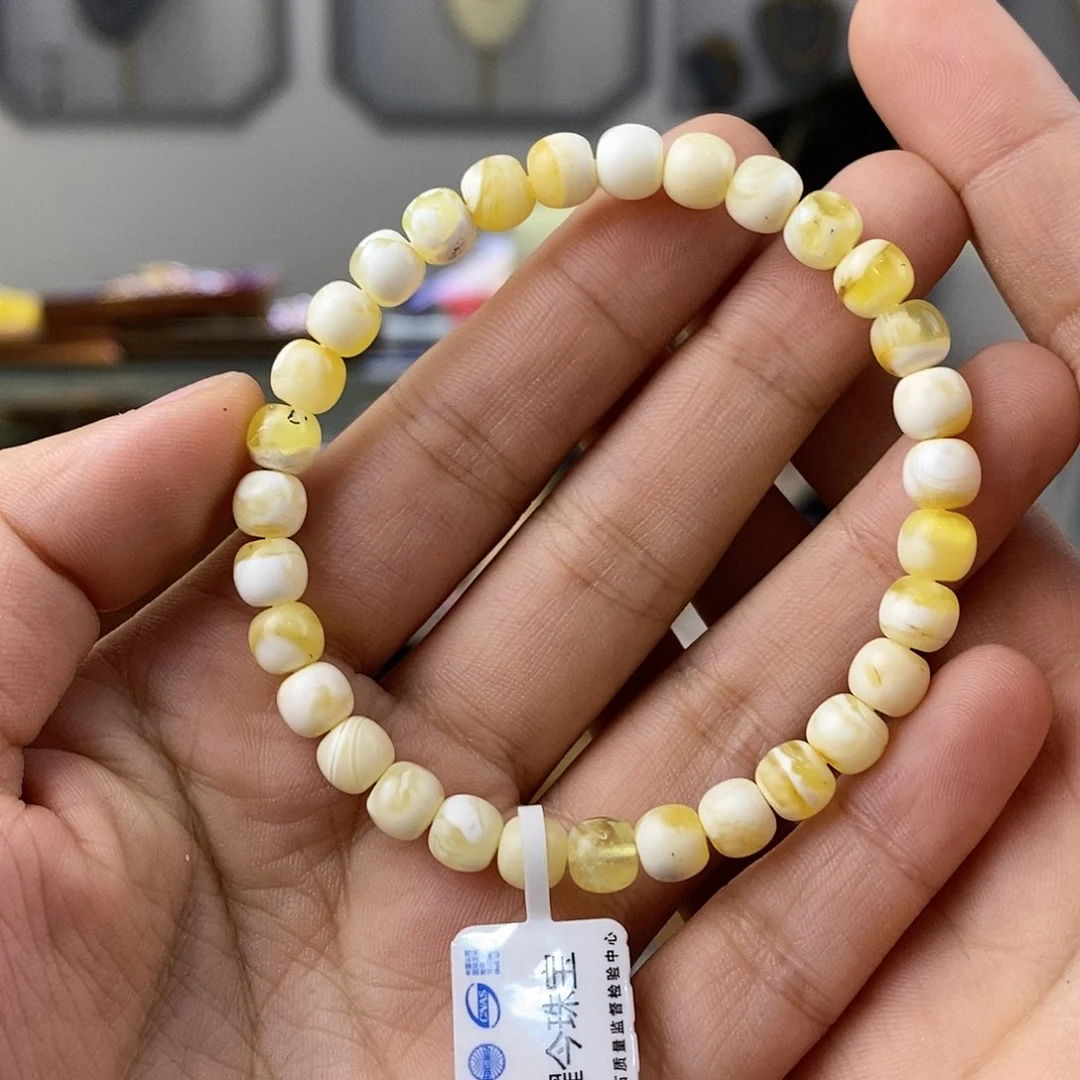 蜜蜡珠宝奇石未镶嵌蜜蜡手串6.5mm