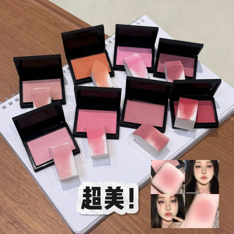 HERORANGE单色腮红牛奶蜜桃粉细腻饱和膨胀色持久哑光胭脂豆沙粉