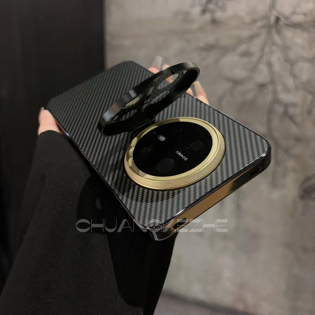 创壳者适用华为Mate70碳纤维镜头支架Mate70pro+手机壳电镀防摔
