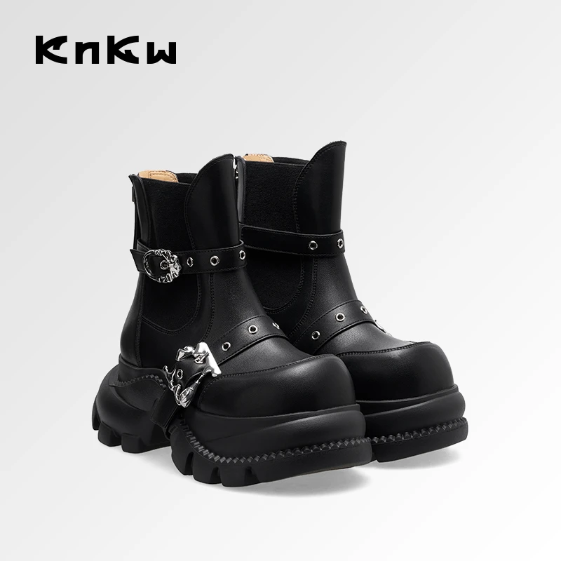 KNKWKNKW时尚厚底马丁靴2025琥珀流光风百搭时装单靴W4338HA019