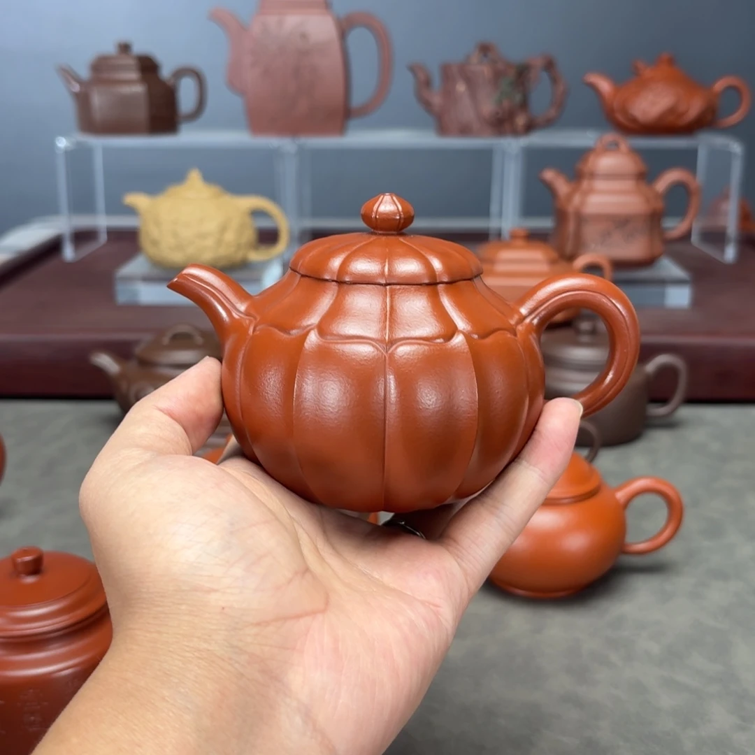 金***爷茶壶紫砂筋纹莲子280CC朱泥