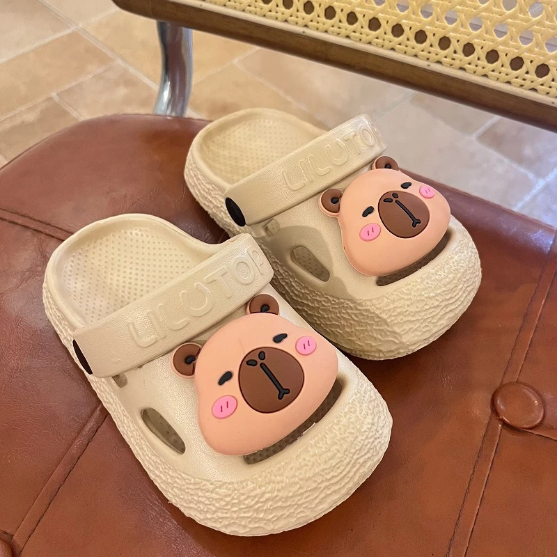 EVA宝宝拖鞋男童女童凉鞋夏季防滑婴幼儿室内洗澡包头凉拖鞋黑色