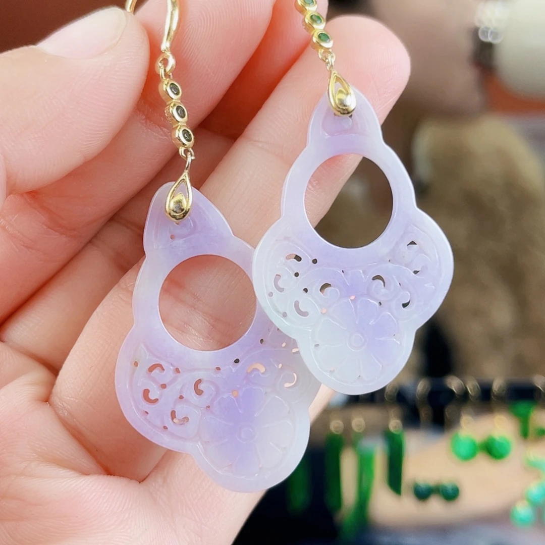 翡翠银S925镶嵌耳饰