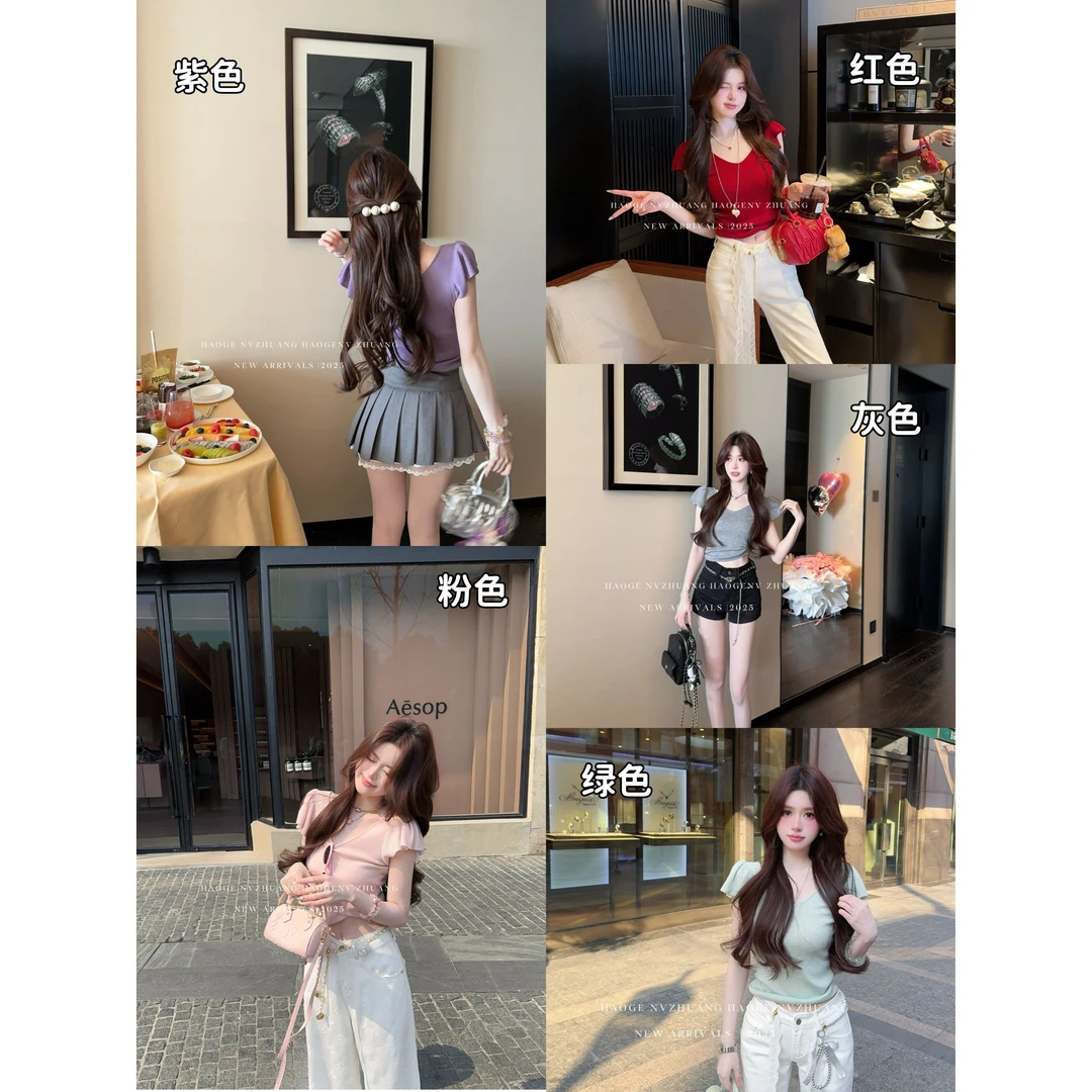 浩哥严选●纯欲小飞袖C5ZZS0775A针织衫预小众简版纯色显瘦甜美