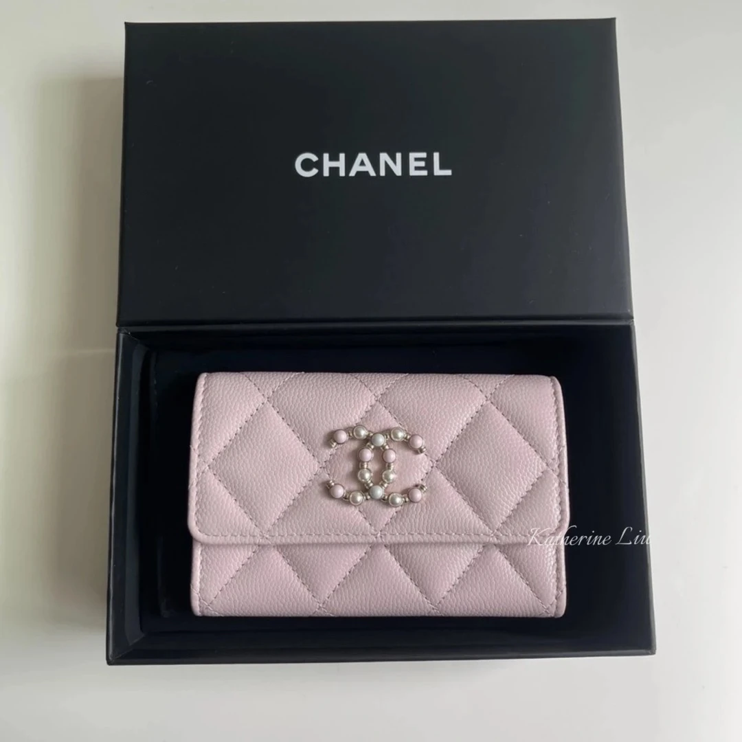 99新 Chanel/香奈儿 Chanel粉色珍珠卡包 25050030-02
