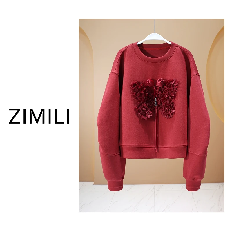 【亮哥欧货女装】冬季热暖绒加厚《酒红色》亲肤超柔卫衣26085