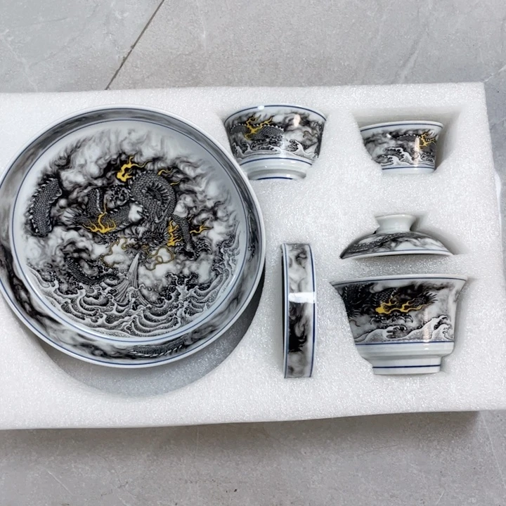 瓷片天****！墨龙游海五件套