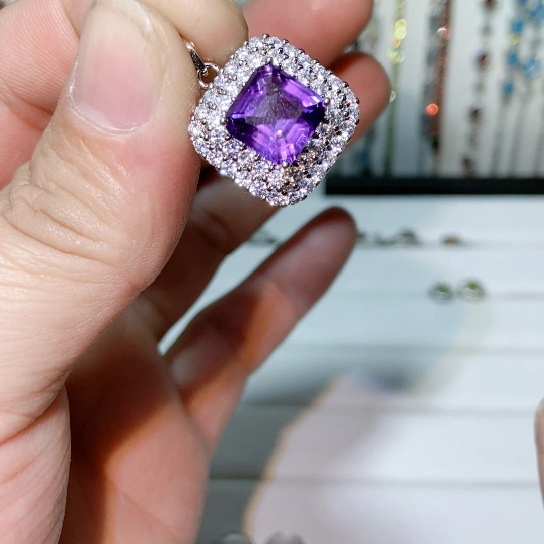 绿水晶戒指银S925镶嵌