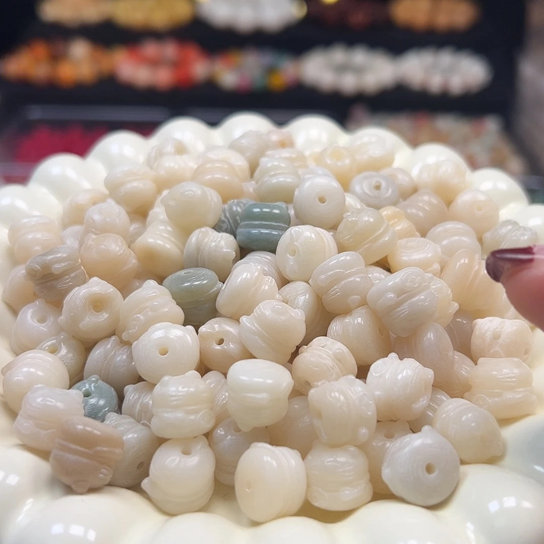 手串菩提根/象牙果微瑕卡12冰猫50颗有不通孔的