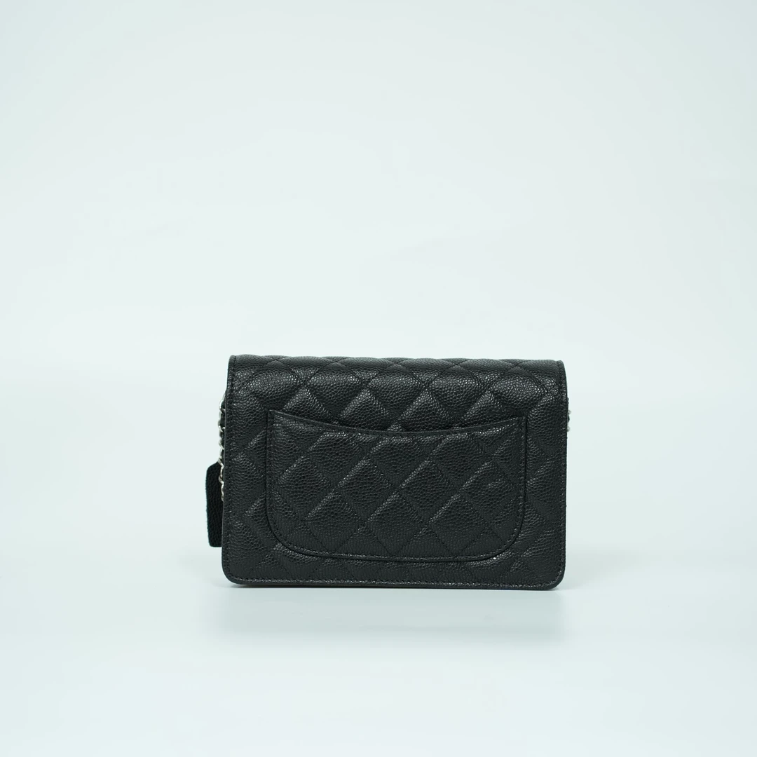 YUSHA/高档黑色鱼子酱链条小方包-圈扣金链-9571