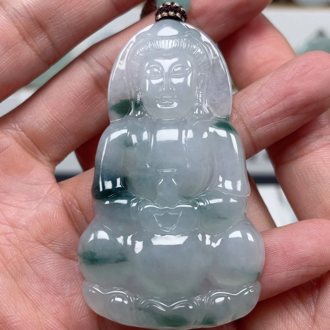 翡翠颈饰未镶嵌天然翡翠A货观音106号