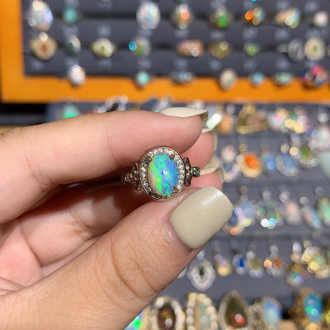 银S925镶嵌欧泊欧泊戒指l爱***肠