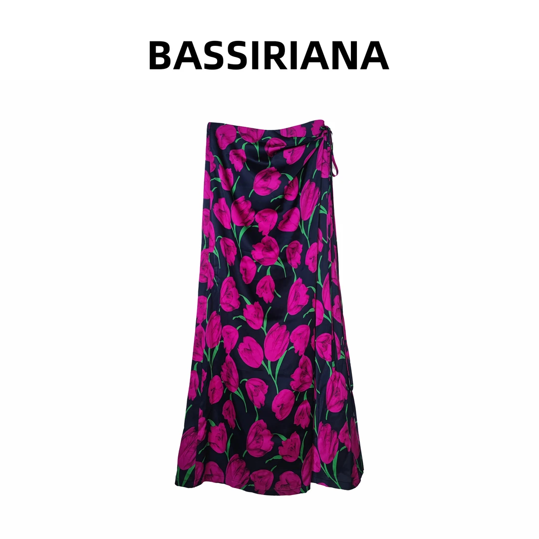 【BASSIRIANA】时尚轻奢气质a型仙女裙花色修身甜美半身裙230005