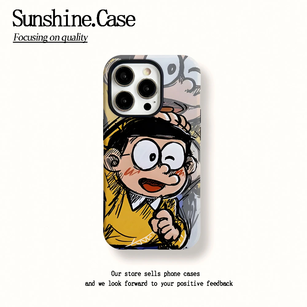 菲林二合一适用苹果华为vivo小米oppo手机壳线条大雄16PRO