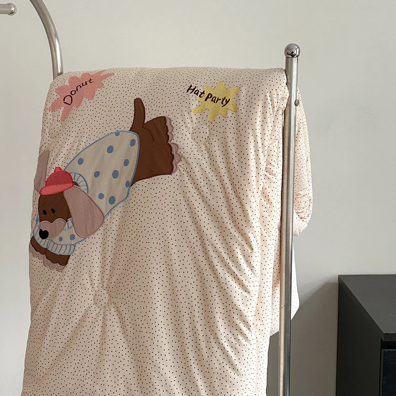 新款A类贴布绣针织暗合针织棉春秋被夏被小清新可爱被子学生单人