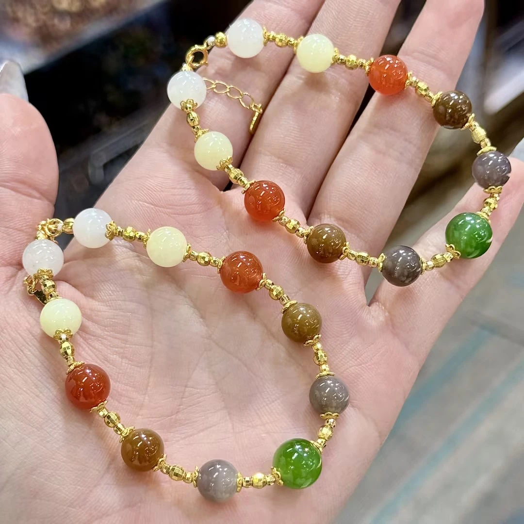 【CH】和田玉多宝手链-约7mm（多样性发其一）