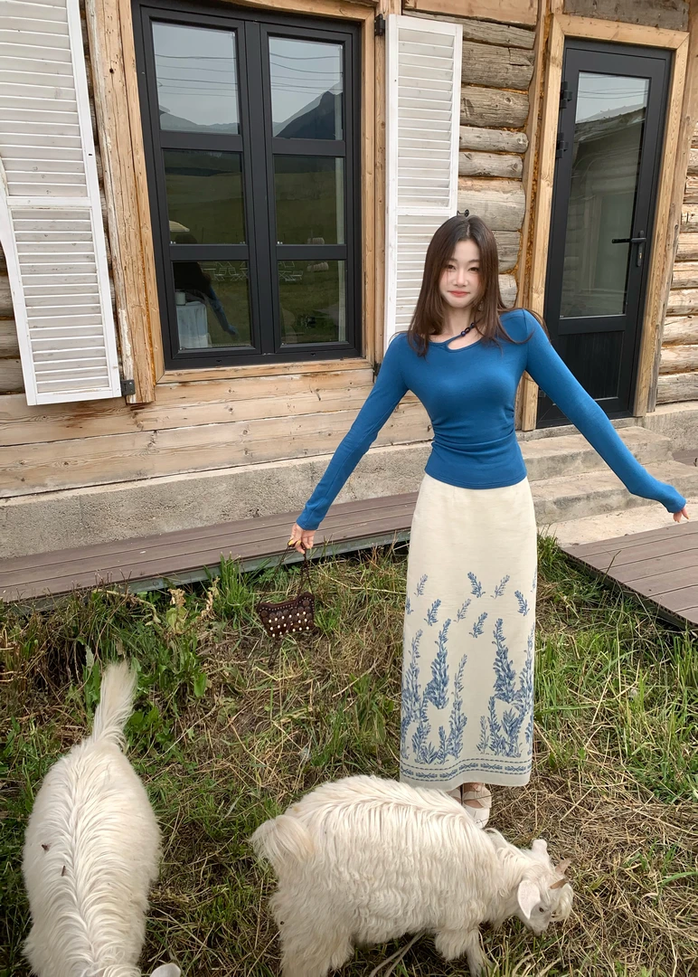 EIA一尧【追风日记】早秋气质民族风设计感上衣+半裙复古显瘦买手风