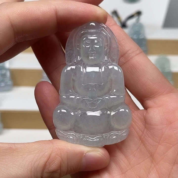 翡翠未镶嵌颈饰天然缅甸翡翠A货观音21号