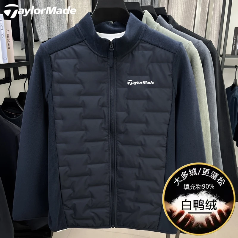泰勒梅男士高尔夫冬季轻薄90白鸭绒羽绒服户外立领抓绒夹克外套男