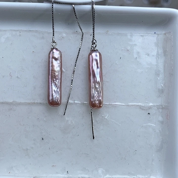 淡水珍珠耳饰银S925镶嵌