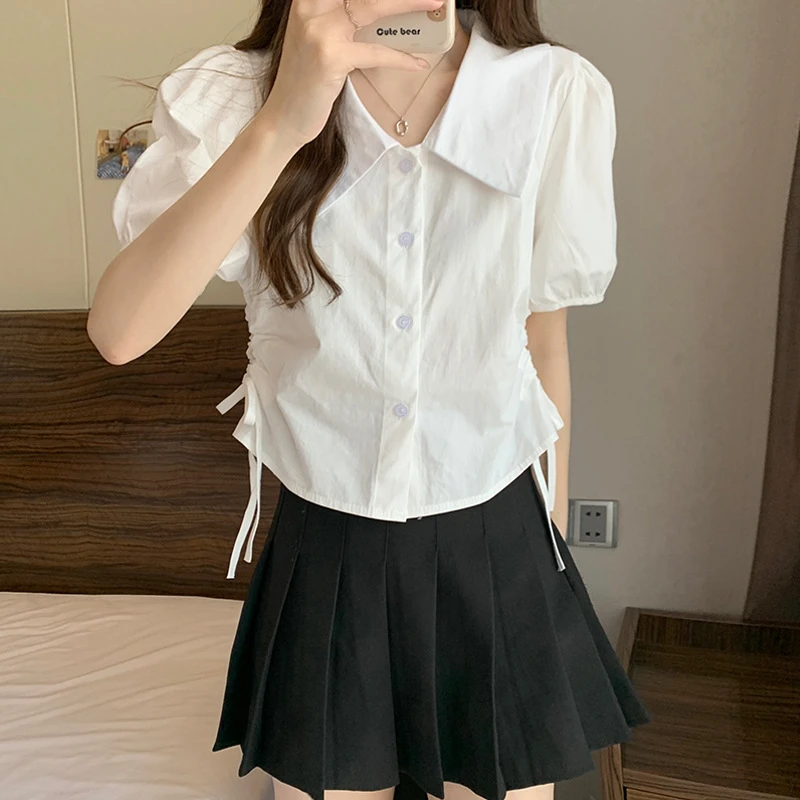 小衫白色法式衬衣女2025夏季薄款短袖显瘦女款外穿小众感小上