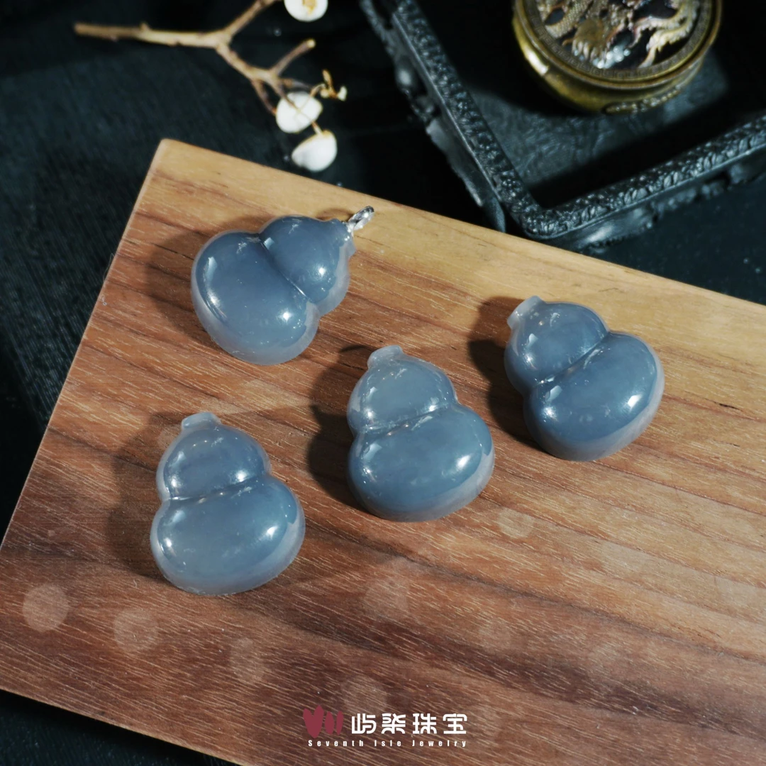 C054 和田玉银925镶嵌 帝王紫葫芦吊坠多样性发一防跑30x25x11