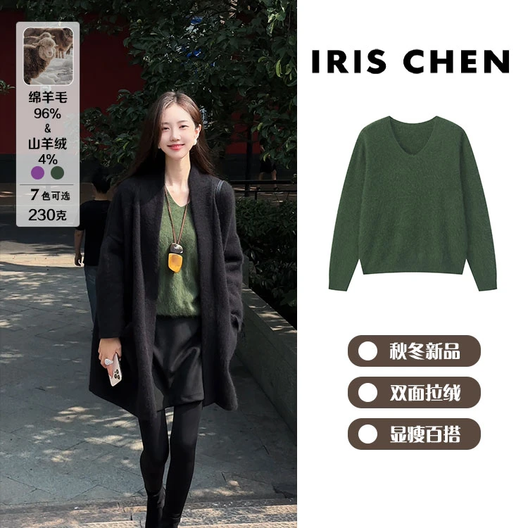 【现货】IRIS CHEN 双面羊毛拉绒 2025秋冬“羊绒”加厚百搭针织衫