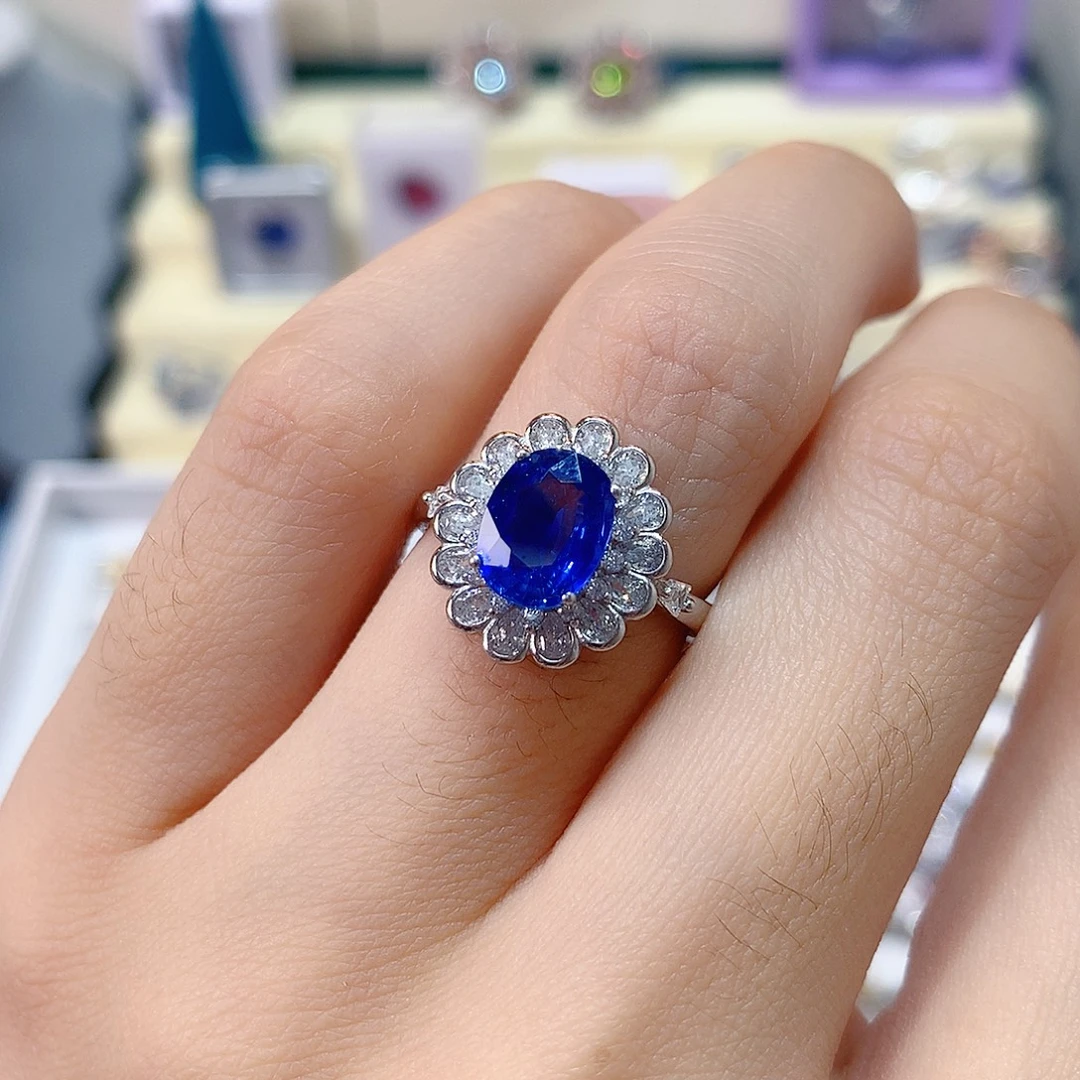 戒指银S925镶嵌蓝宝石