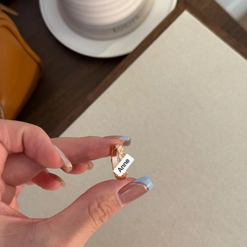 铜合金戒指 菱格纹窄版光面素圈戒指【J237】