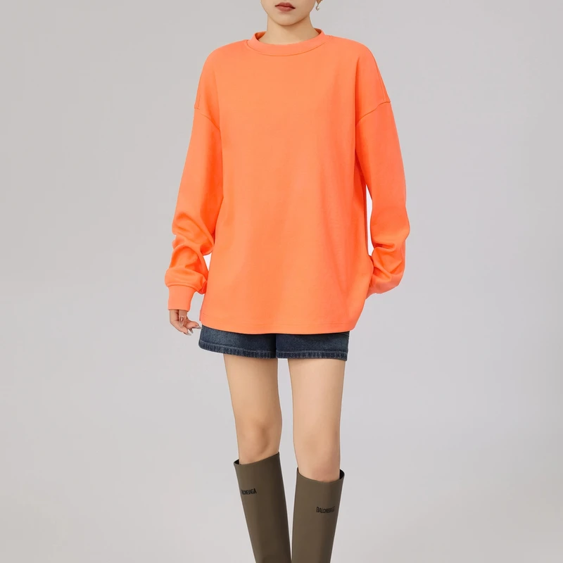 AMASS/阿玛施早春新款宽松T恤圆领百搭休闲纯棉长袖卫衣530089