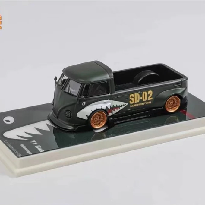现货|Shark鲨鱼嘴涂装VW T1 Kombi宽体改装Flame 1/64合金车模