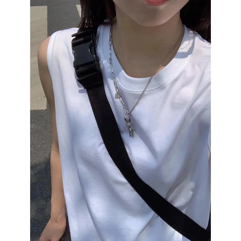 重磅纯色纯棉背心男女夏季宽松运动小领口运动无袖T恤坎肩汗衫