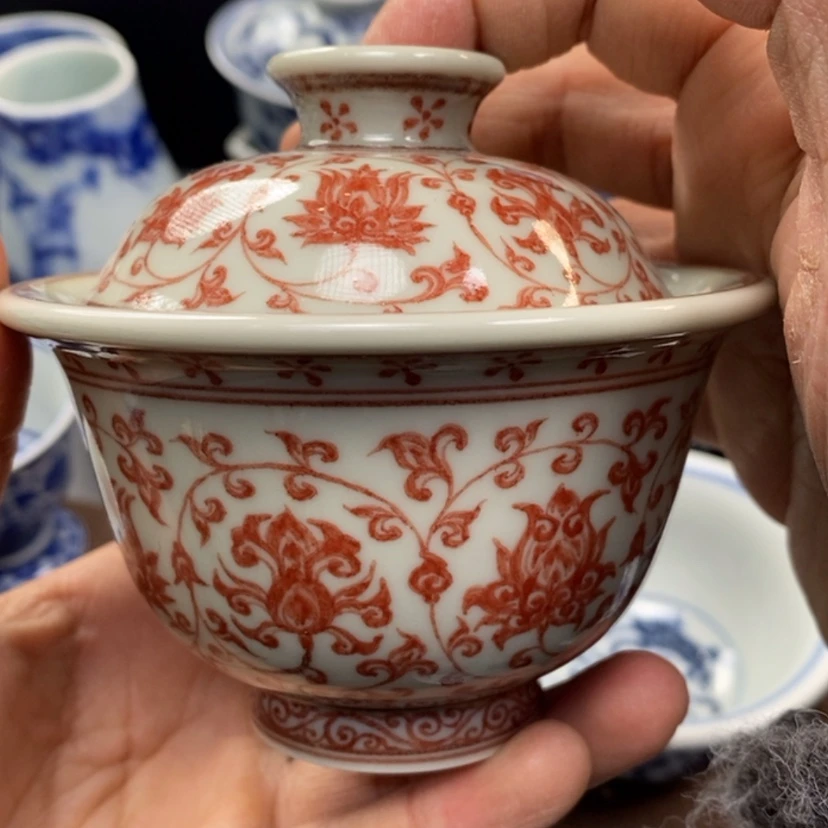 【闪购商品】景德镇釉里红盖碗