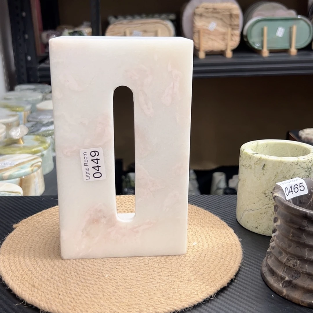 天然大理石0449彩红玫瑰纸巾盒