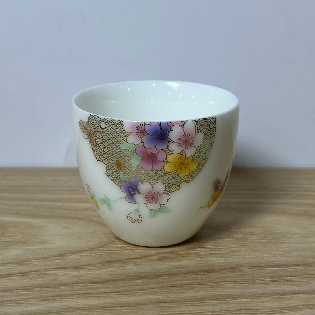 闻兮茶器羊脂玉瓷粉彩樱花主人杯高档陶瓷茶杯