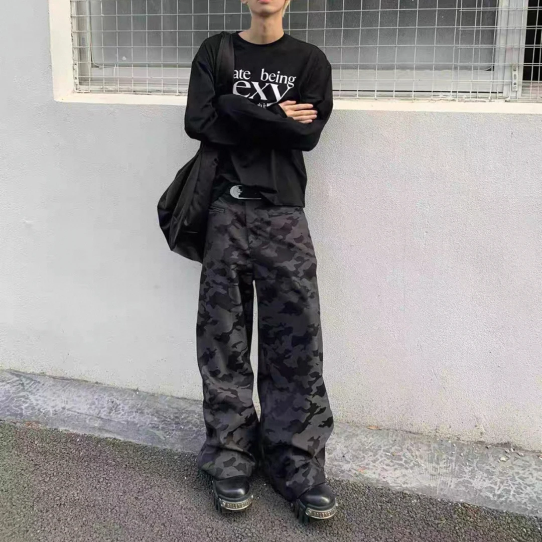 F17#某宝3张！无法拒绝的摩登黑迷彩！复古廓形垂坠高级感宽松阔腿