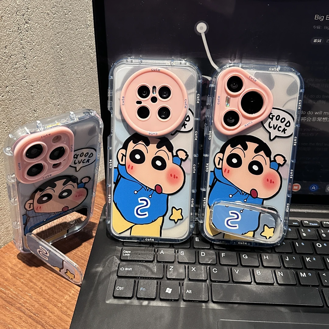 蜡笔小新适用苹果华为OPPOVIVO小米手机壳硅胶防摔果冻奶油支架女