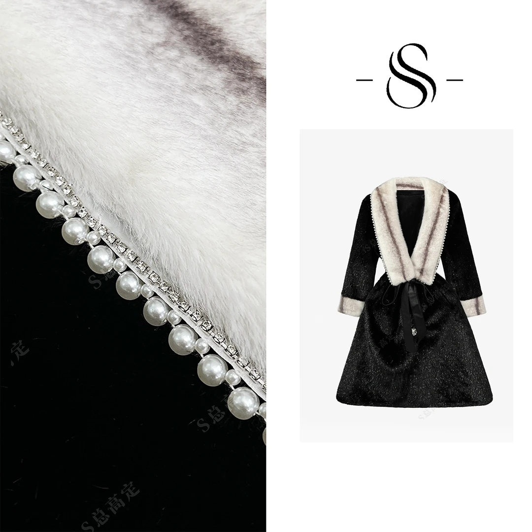 【丹丹】FASI时尚高奢重工繁星拼接设计气质保暖外套D0377