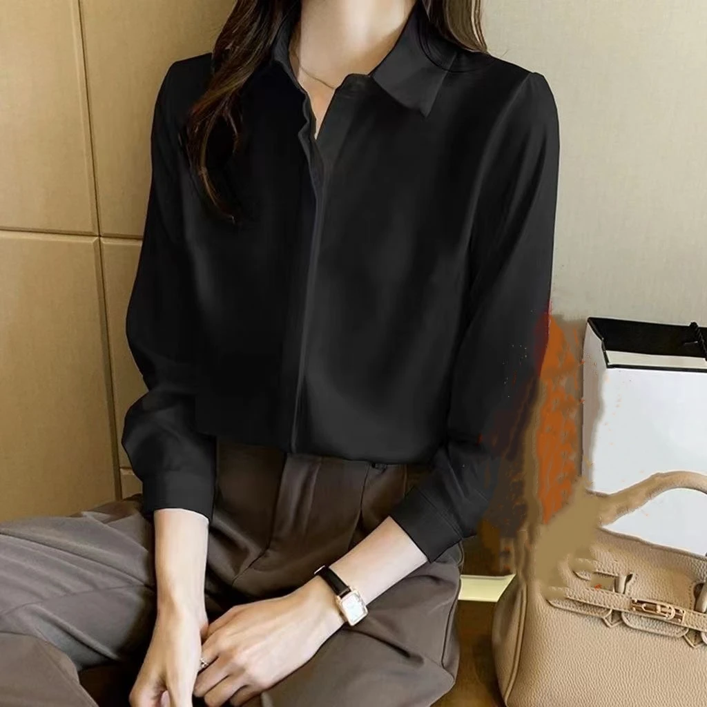 韩版气质黑色衬衫女夏季法式通勤短袖衬衫女士职业正肩衬衣上衣潮