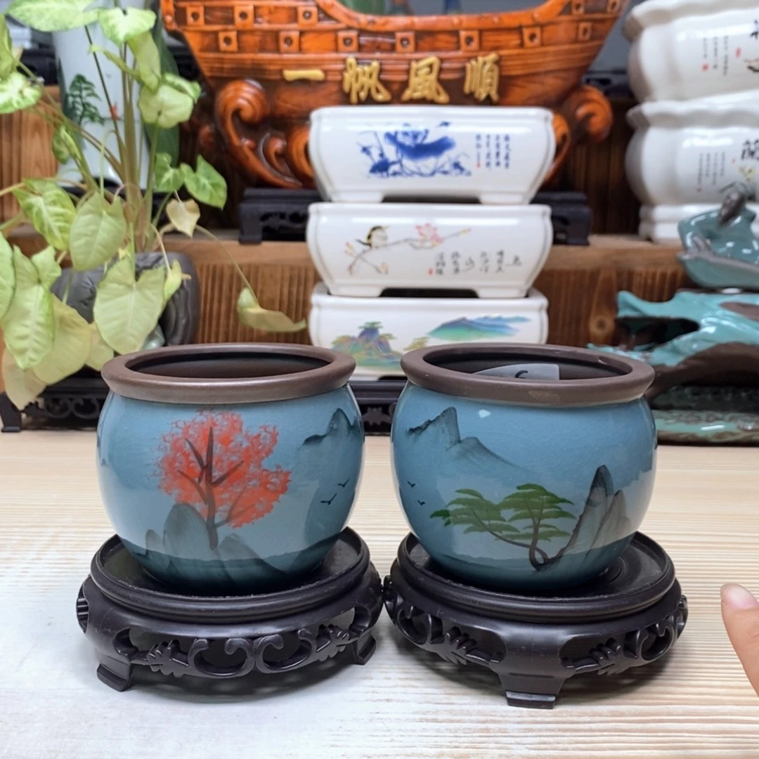 紫砂花盆陶瓷艺术花盆陶瓷