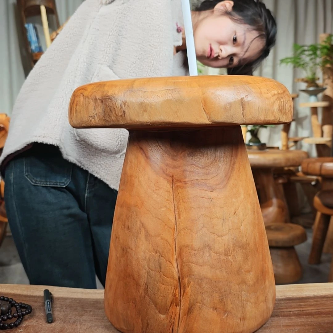 木（非红木类）蘑菇凳微瑕